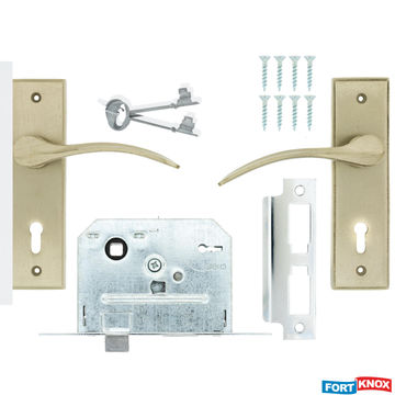 Lockset with handles key entry iron satin nickel 2 lever fort knox