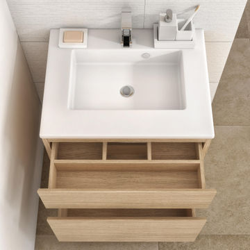Sensea Natural Bathroom Cabinet Wall Mounted 2 drawer 600mm