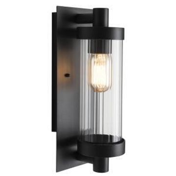 Bright star outdoor wall bracket ribbed glass 1xe27 black