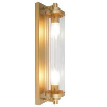 Bright star wall bracket ribbed glass 2xe14 gold