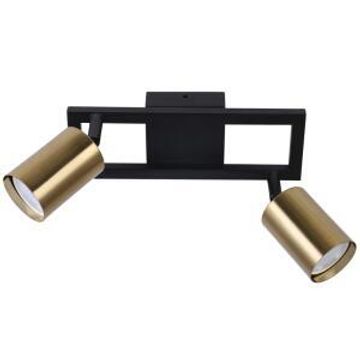 Bright star spot square base 2xgu10 black and gold