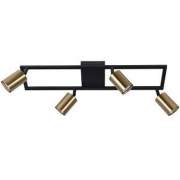 Bright star spot square base 4xgu10 black and gold