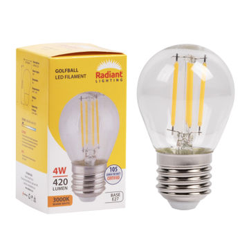 Radiant golfball filament bulb  clear 4w led e27 3000k