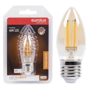 Eurolux candle filament bulb amber 4w led e27 2700k n