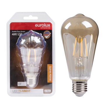 PEAR NIPPLE FILAMENT BULB AMBER 4W LED E27 N