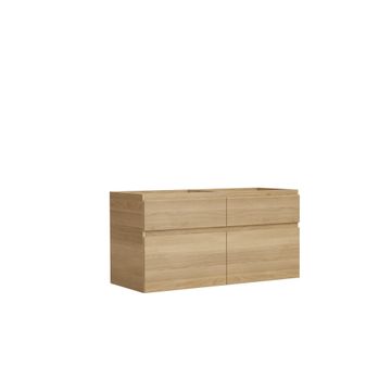 Sensea Basin Cabinet wall hung 4 drawer 48cm depth x 120cm wide x 62,5 height Natural Oak Veneer, soft close slider (Cabinet only)