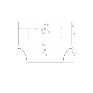 Turnin Drop In Bathtub White W170cmxD70cmxH47cm
