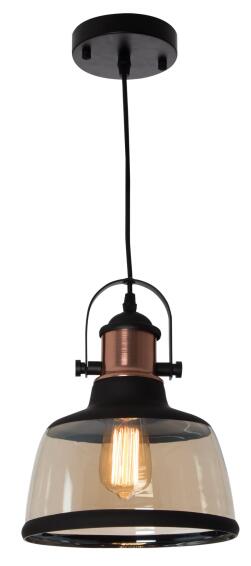 pendant light metal black cognac glass