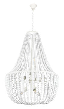 CHANDELIER METAL AND WOOD WHITE 8L