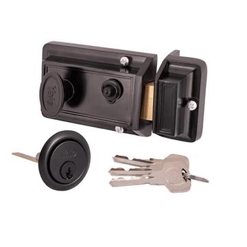 YALE NIGHTLATCH WITH 1X1 CYLINDER BLACK