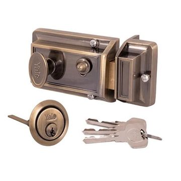YALE NIGHTLATCH WITH 1X1 CYL ANTIQ BRASS