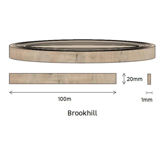 Edging PVC Roll Brookhill Fusion-1mm thick-w20mmxl100m