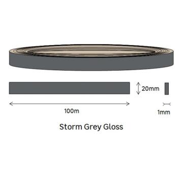 Edging PVC Roll Supagloss Storm Grey-1mm thick-w20mmxl100m