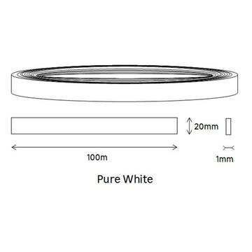 Edging PVC Roll Pure/Iceburg White-1mm thick-w20mmxl100m