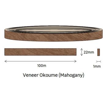 Edging Veneer Roll Okoume-1mm thick-w22mmxl100m