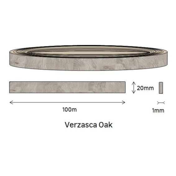 Edging PVC Roll Verzasca Oak-1mm thick-w20mmxl100m