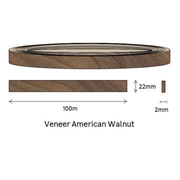 Edging Veneer Roll American Walnut-2mm thick-w22mmxl100m