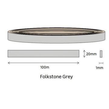 Edging PVC Roll Folkstone Grey-1mm thick-w20mmxl100m