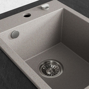 Laveo Monchichi Kitchen Sink Inset & Undermount SBO_0410Y Single Bowl l480xw390xd205 Beige