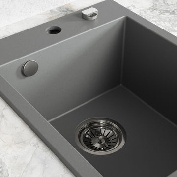 Laveo Monchichi Kitchen Sink Inset & Undermount  SBO510Y Single Bowl l480xw390xd205 Grey