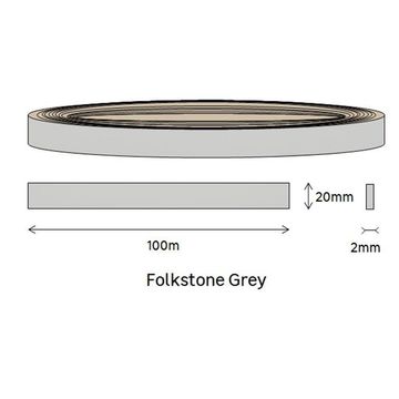 Edging PVC Roll Folkstone Grey-2mm thick-w20mmxl100m