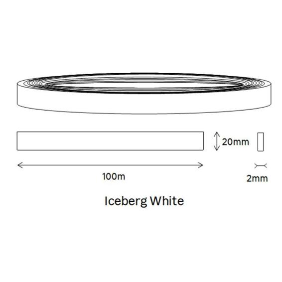 PVC Edging Roll Iceburg White Gloss T2mm x W20mm per meter