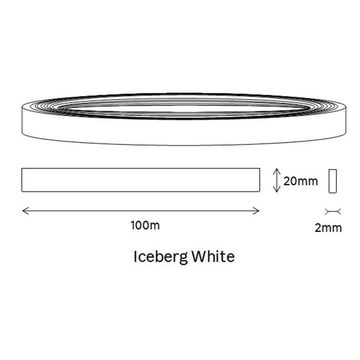 PVC Edging Roll Iceburg White Gloss T2mm x W20mm per meter