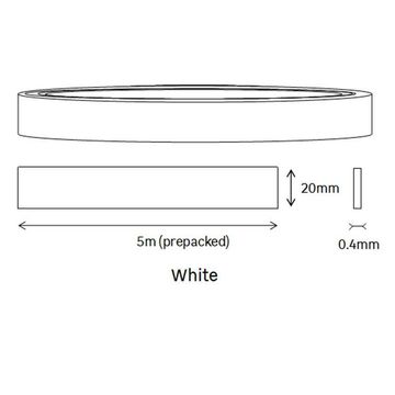 White Preglued Edging T0.4mm x W20mm x L5m