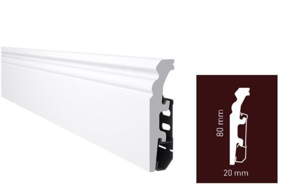 Skirting PVC P0830 white 20mm x 80mm x 2400mm