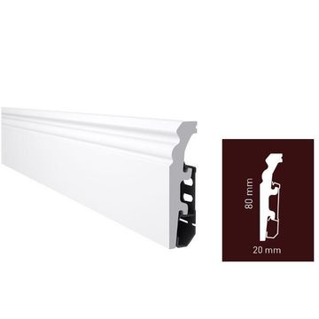 Skirting PVC P0830 white 20mm x 80mm x 2400mm