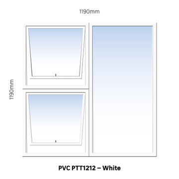 Window PVC Top Hung PTT1212 2 Vents White-w1190xh1190mm
