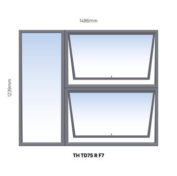 Window Steel Top Hung TD75 Right Hand Opening F7 (standard profile)-w1486xh1239mm