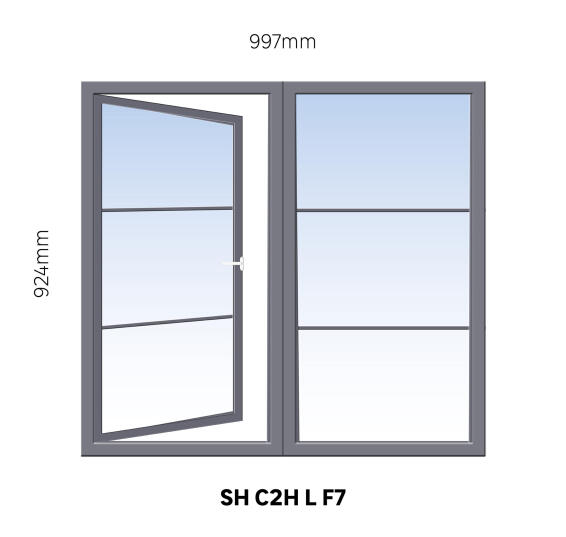 Window Steel Side Hung C2H Left Hand Opening F7 (standard profile)-w997xh924mm