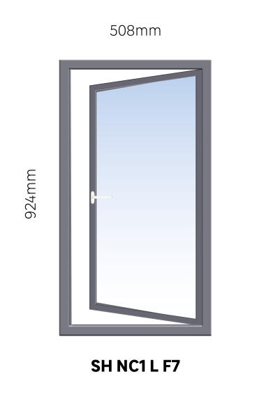 Window Steel Side Hung NC1 Left Hand Opening F7 (standard profile)-w508xh924mm
