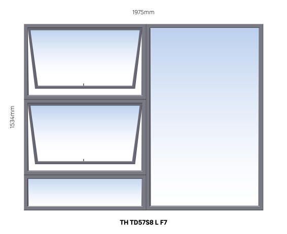 Window Steel Top Hung TD57S8 Left Hand Opening F7 (standard profile)-w1975xh1534mm
