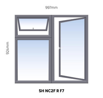 Window Steel Side Hung NC2F Right Hand Opening F7 (standard profile)-w997xh924mm