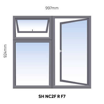 Window Steel Side Hung NC2F Right Hand Opening F7 (standard profile)-w997xh924mm