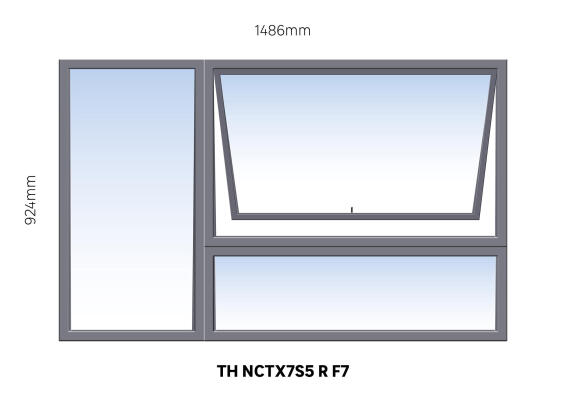 Window Steel Top Hung NCTX7S5 Right -hand Opening F7 (standard profile)-w1486xh924mm
