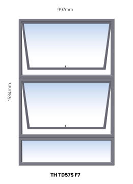 Window Steel Top Hung TD57S F7 (standard profile)-w997xh1534mm