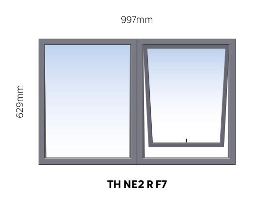 Window Steel Top Hung NE2 Right Hand Opening F7 (standard profile)-w997xh629mm