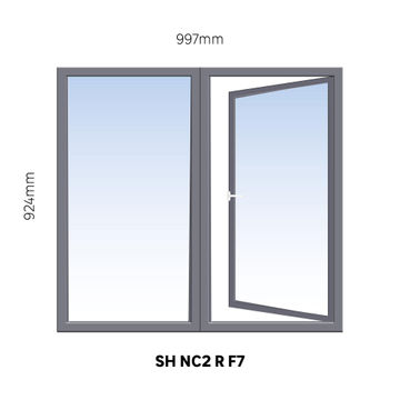 Window Steel Side Hung NC2 Right Hand Opening F7 (standard profile)-w997xh924mm