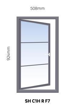 Window Steel Side Hung C1H Right Hand Opening F7 (standard profile)-w508xh924mm
