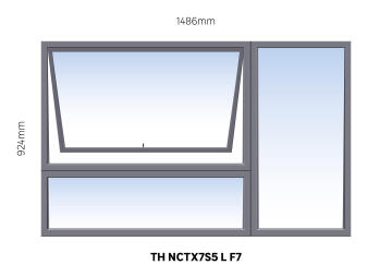 Window Steel Top Hung NCTX7S5 Left Hand Opening F7 (standard profile)-w1486xh924mm