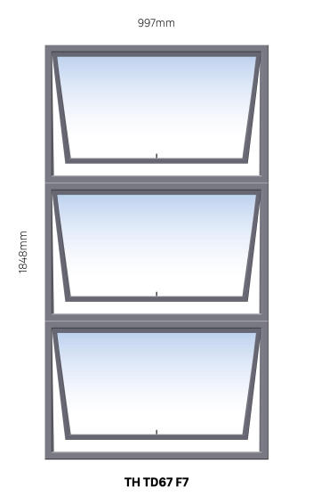 Window Steel Top Hung TD67 F7 (standard profile)-w997xh1848mm