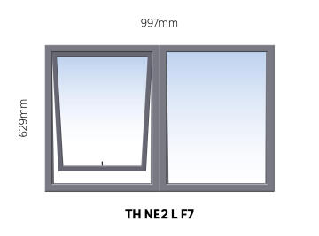 Window Steel Top Hung NE2 Left Hand Opening F7 (standard profile)-w997xh629mm