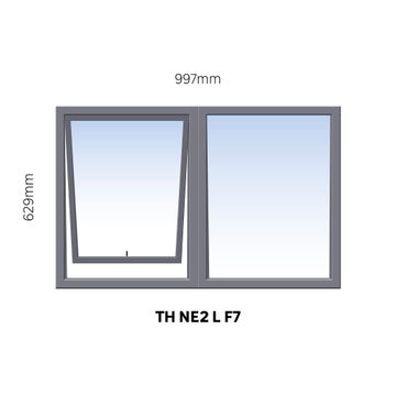 Window Steel Top Hung NE2 Left Hand Opening F7 (standard profile)-w997xh629mm