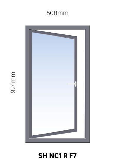 Window Steel Side Hung NC1 Right Hand Opening F7 (standard profile)-w508xh924mm