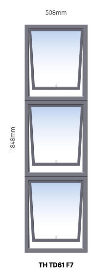Window Steel Top Hung TD61 F7 (standard profile)-w508xh1848mm