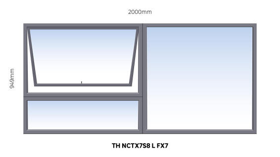 Window Steel Top Hung NCTX7S8 Left Hand Opening F7 (standard profile)-w2000xh924mm