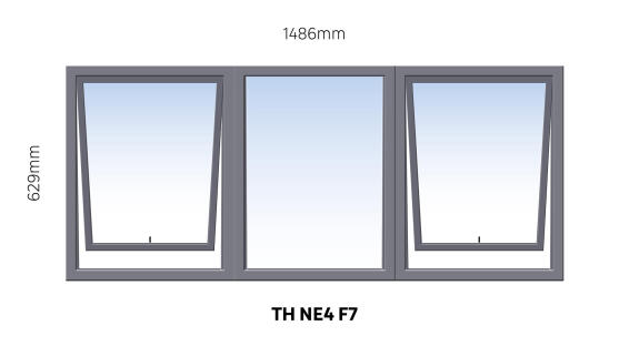 Window Steel Top Hung NE4 F7 (standard profile)-w1486xh629mm